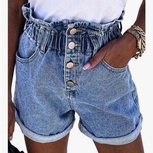 LIKE NEW Stretchy Ruffle High Waist Jean Shorts
